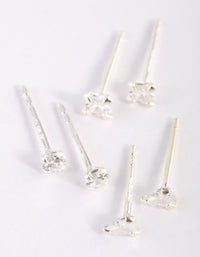 Sterling Silver Cubic Zirconia Stud Earring Pack - link has visual effect only