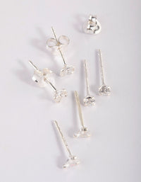 Sterling Silver Cubic Zirconia Stud Earring Pack - link has visual effect only