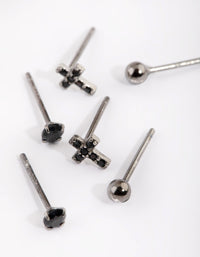 Sterling Silver Cross & Diamante Stud Earring Pack - link has visual effect only