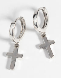 Silver Cross Huggie Hoop Earrings - link has visual effect only