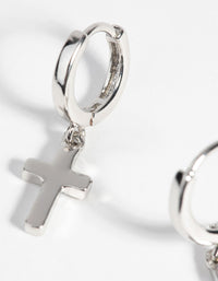 Silver Cross Huggie Hoop Earrings - link has visual effect only