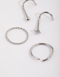 Surgical Steel Diamante Nose Ring 4-Pack - link has visual effect only