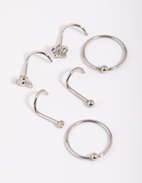 Surgical Steel Flower Nose Stud & Ring 6-Pack - link has visual effect only