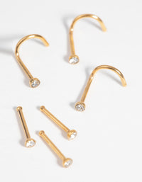 Gold-Plated Surgical Steel Nose Stud 6-Pack - link has visual effect only