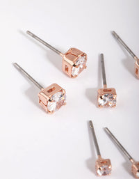 Rose Gold Diamante Stud Earring Pack - link has visual effect only