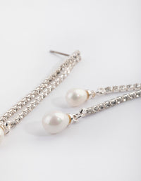 Silver Pearl & Diamante Drop Earrings - link has visual effect only