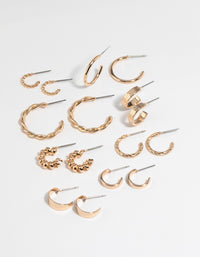 Gold Twisted Hoop Earring 8-Pack - link has visual effect only