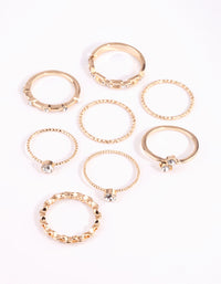 Gold & Diamante Chain Ring Pack - link has visual effect only