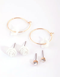 Rose Gold Floral Stud Earring Pack - link has visual effect only