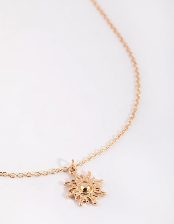 Gold Sun Pendant Necklace