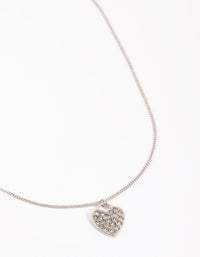 Rhodium Heart Locket Pendant Necklace - link has visual effect only