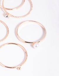 Rose Gold Dainty Pearl Ring 5-Pack - link has visual effect only