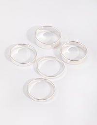 Silver Flat Band Ring 5-Pack - link has visual effect only