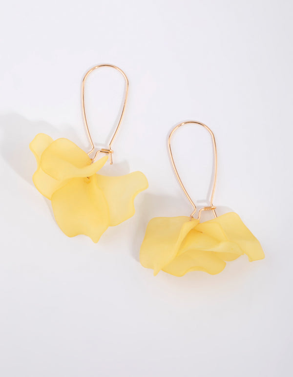 Yellow Petal Drop Earrings