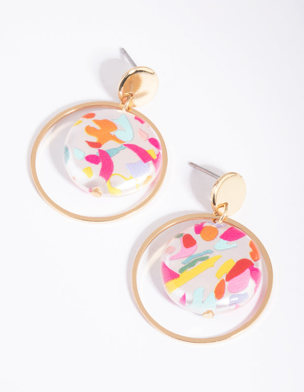 Gold Splashed Paint Drop Earrings