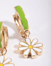 Lime Daisy Huggie Hoop Earrings - link has visual effect only