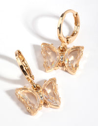 Clear Diamante Butterfly Huggie Hoop Earrings - link has visual effect only