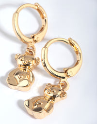 Gold Teddy Bear Huggie Hoop Earrings - link has visual effect only