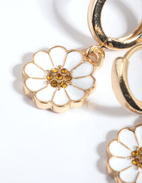 White Daisy Huggie Hoop Earrings - link has visual effect only