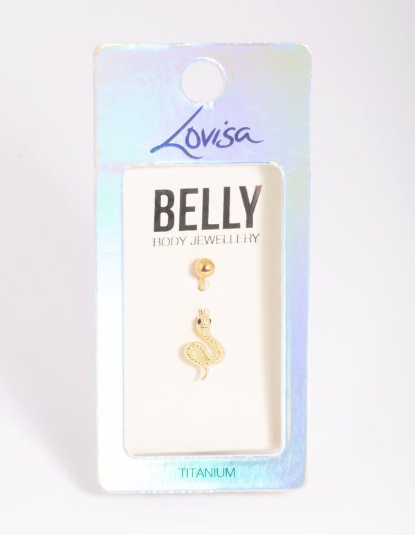 Gold Plated Titanium Snake Belly Bar Lovisa