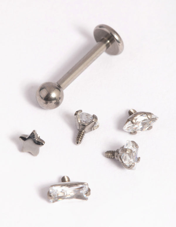 Titanium Cubic Zirconia Flat Back 6-Pack