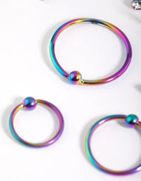 Surgical Steel Rainbow Nose Ring 6-Pack - link has visual effect only