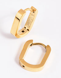 Gold Plated Surgical Steel Oval Huggie Hoop Earrings - link has visual effect only