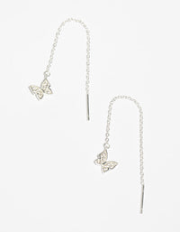 Sterling Silver Butterfly Drop Earrings - link has visual effect only