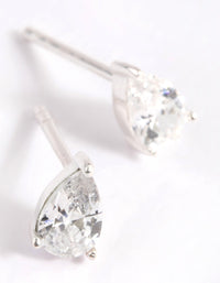 Sterling Silver Cubic Zirconia Pear Stud Earrings - link has visual effect only