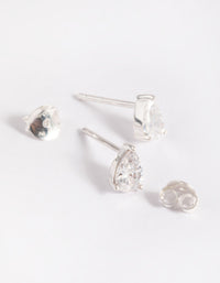 Sterling Silver Cubic Zirconia Pear Stud Earrings - link has visual effect only