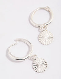 Sterling Silver Etched Huggie Hoop Earrings - link has visual effect only