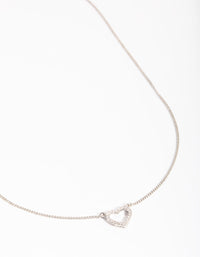 Rhodium Cubic Zirconia Heart Necklace - link has visual effect only