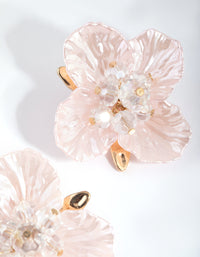 Pink Pearlised Flower Stud Earrings - link has visual effect only