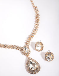 Teardrop Diamante Necklace & Earrings Set - link has visual effect only