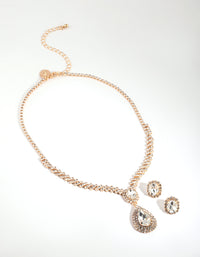 Teardrop Diamante Necklace & Earrings Set - link has visual effect only