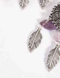 Antique Silver Fan Drop Earrings with Amethyst - link has visual effect only