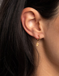 Gold Plated Sterling Silver Etched Huggie Hoop Earrings - link has visual effect only