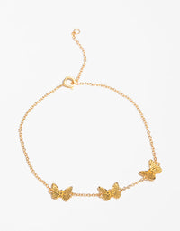 Gold Plated Sterling Silver Etched Butterfly Bracelet - link has visual effect only