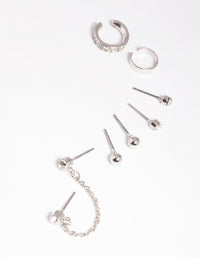 Rhodium Chain Stud & Cuff Earring Pack - link has visual effect only