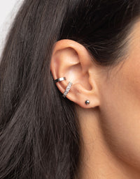 Rhodium Chain Stud & Cuff Earring Pack - link has visual effect only