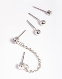 Rhodium Chain Stud & Cuff Earring Pack - link has visual effect only