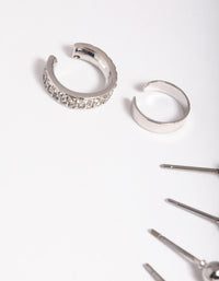 Rhodium Chain Stud & Cuff Earring Pack - link has visual effect only