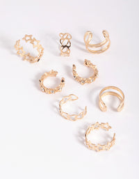 Gold Star & Heart Ear Cuff Earring 8-Pack - link has visual effect only