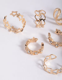 Gold Star & Heart Ear Cuff Earring 8-Pack - link has visual effect only