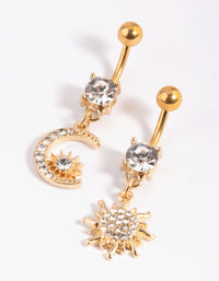 Gold Plated Surgical Steel Moon Belly Bar Pack - link has visual effect only