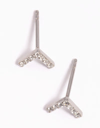 Surgical Steel Cubic Zirconia V Stud Earrings - link has visual effect only