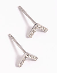 Surgical Steel Cubic Zirconia V Stud Earrings - link has visual effect only