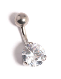 Titanium Cubic Zirconia Belly Bar - link has visual effect only