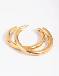 Waterproof Gold Plated Stainless Steel Hoop Earrings - link has visual effect only