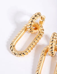 Gold Plated Oval Link Drop Earrings - link has visual effect only